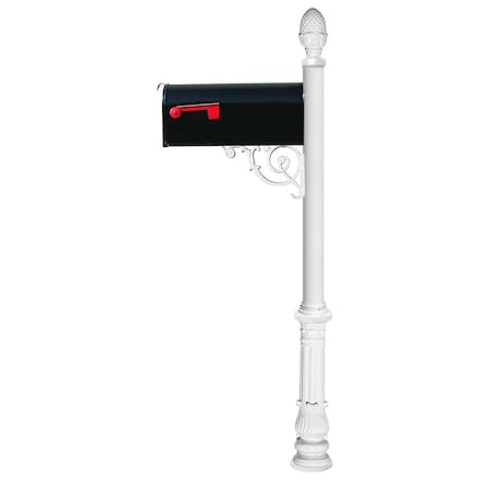 Qualarc Post system w/E1 Economy mailbox, ornate base, pineapple finial LPST-703-E1-WHT